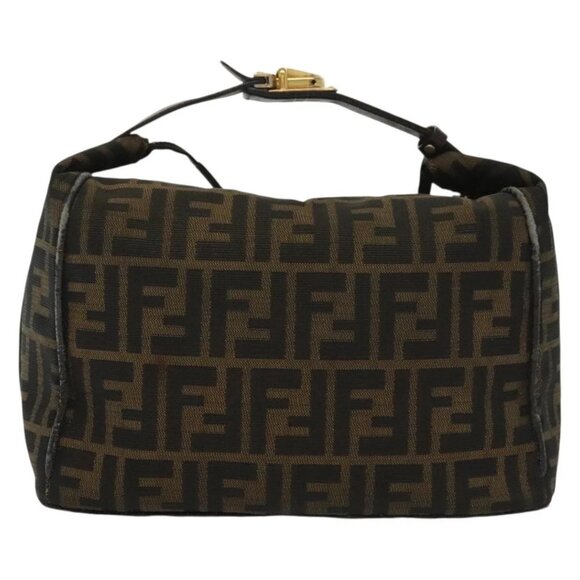 FENDI Zucca Canvas Vanity Pouch Black Brown gold Auth 136534 - Picture 3 of 16